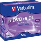 Optisk media (cd/dvd/bd) - DVD+R - Verbatim DVD+R DL, 8x, 8,5GB/240min, 5-pack jewelcase