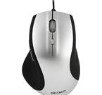 DELTACO lasermus, 1600dpi, 5 knappar+scroll, USB, gummerad, svart/silver