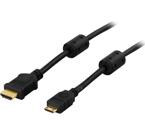 HDMI-kabel, HDMI High Speed with Ethernet, 19-pin ha- Mini HDMI 19-pin ha, 4K, Ethernet, 3D, returljud, svart, 3m