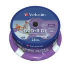 Verbatim DVD+R 8x, Double Layer Inkjet printable, 25 pack