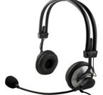 Headset med mikrofon och volymkontroll, 2m kabel