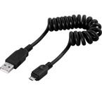USB 2.0 spiralkabel Typ A ha - Typ Micro B ha, 5-pin, 1m