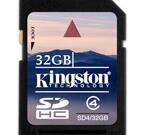 Kingston minneskort, SDHC, Class 4, 32GB