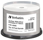 Verbatim DVD-R 16X Wide Silver printable, 50 pack