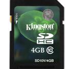 Kingston minneskort, SDHC, Class 10, 4GB