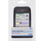 iPhone 4-kit med silikonskal, skärmskydd och putsduk, svart
