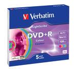 Verbatim DVD+R 16x, Lightscribe colour, 5 pack