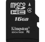 Kingston minneskort, microSDHC, 16GB