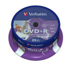 Verbatim DVD+R 16x, Wide Inkjet Printable ID Brand 25 pack