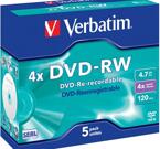 Verbatim DVD-RW 4x, 5 pack