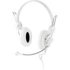DELTACO headset, sluten, 32 Ohm, volymkontroll på kabeln, 3,5mm, 2,5m kabel, vit