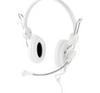 DELTACO headset, sluten, 32 Ohm, volymkontroll på kabeln, 3,5mm, 2,5m kabel, vit