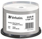 Verbatim DVD-R 16x, Wide Thermal Printable, 50 pack