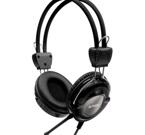 A4Tech headset, sluten, 32 Ohm, volymkontroll på hörlurskåpan, 2x3,5mm ha, 2m, svart