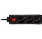 Grenuttag med 3xCEE 7/4 uttag, central brytare, 1,5m kabel, svart