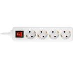 Grenuttag med 4xCEE 7/4 uttag, central brytare, 1,5m kabel, vit
